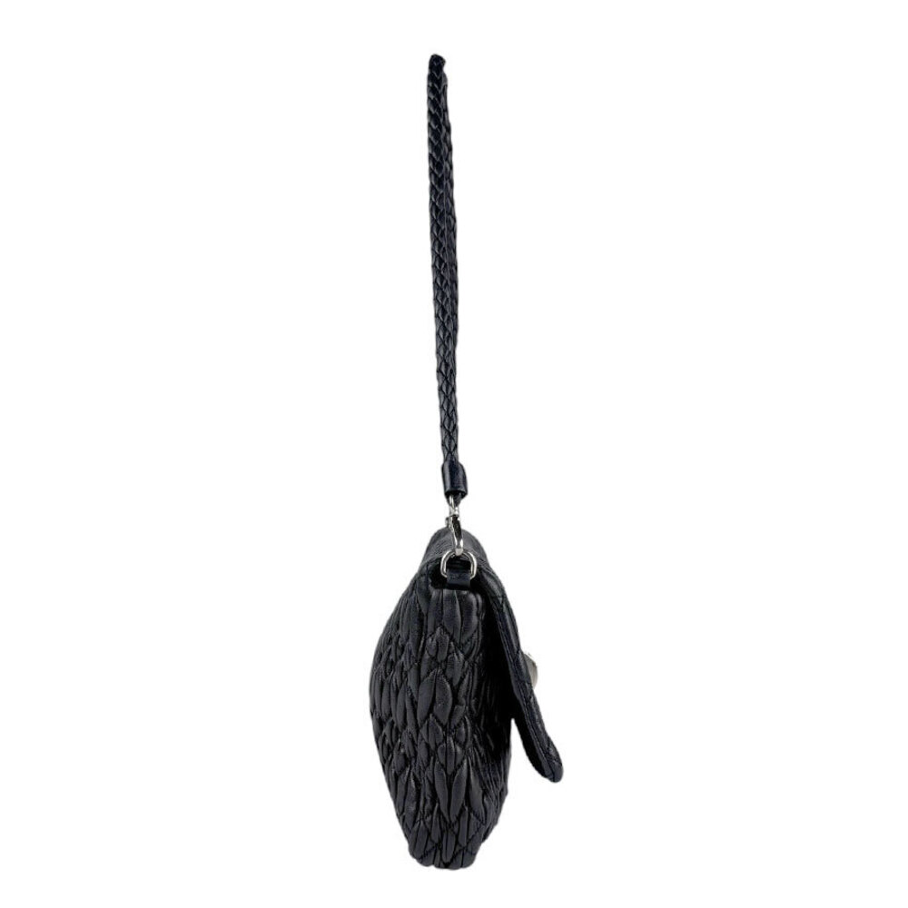 Miu Miu Black Matelass Shoulder Leather Bag